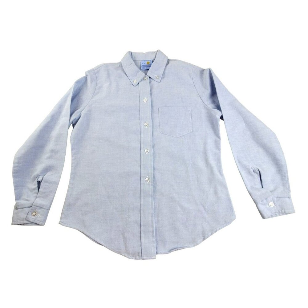 Hampton Girl Blue Dress Shirt Button Down Cotton Blend size 10  JH1449